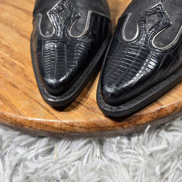 Franco Sarto Women Size 5.5M Black Leather Western Pointy Toe Heeled Ankle Boots - Picture 6 of 10